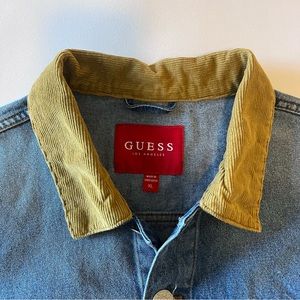 GUESS Men’s XL Denim Jacket with Khaki Corduroy Collar